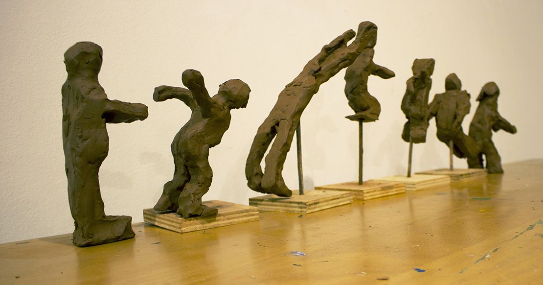 Jump: figures in motion, collective sculpture.