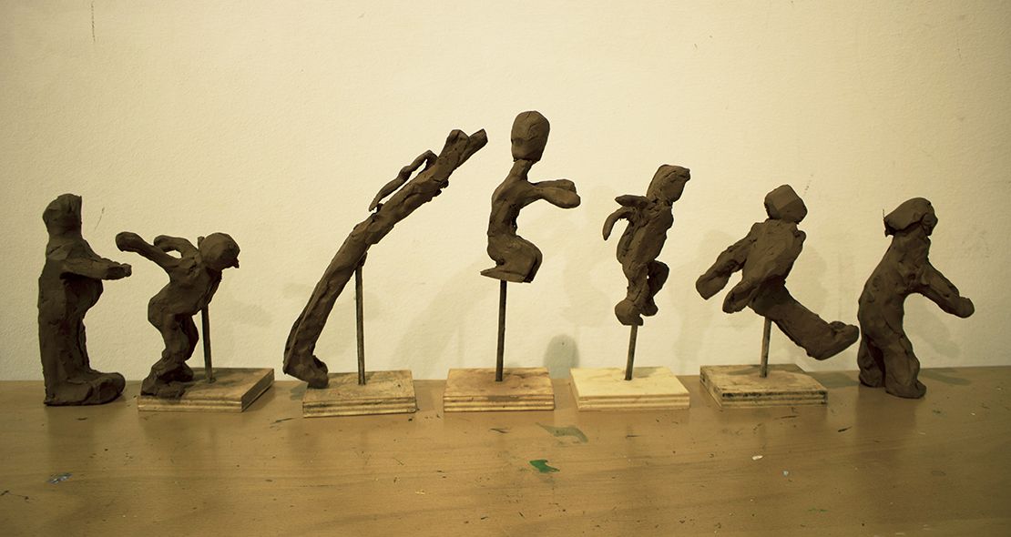 Jump: figures in motion, collective sculpture.