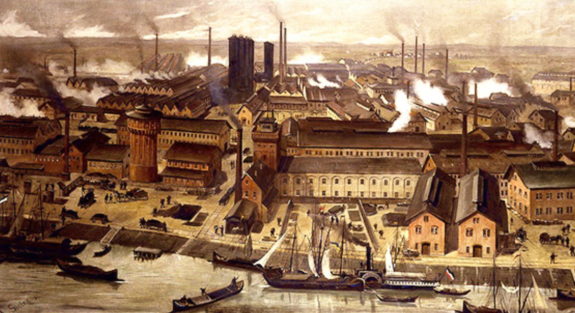 Factories in Ludwigshafen by Robert Friedrich Stieler, 1881.