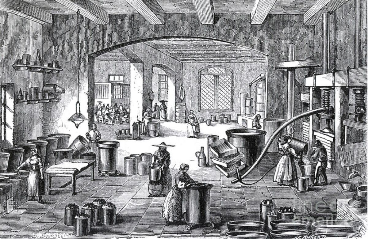 Perfume factory of Eugen Rimmel, around 1850.