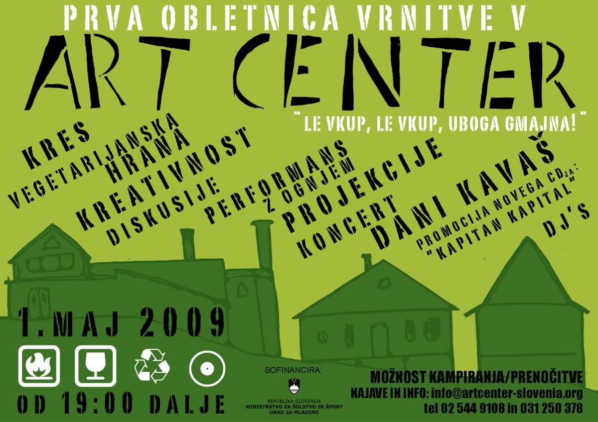 FIRST ANNIVERSARY OF RETURN to Art Center - Invitation to the event, 1st of May 2009.