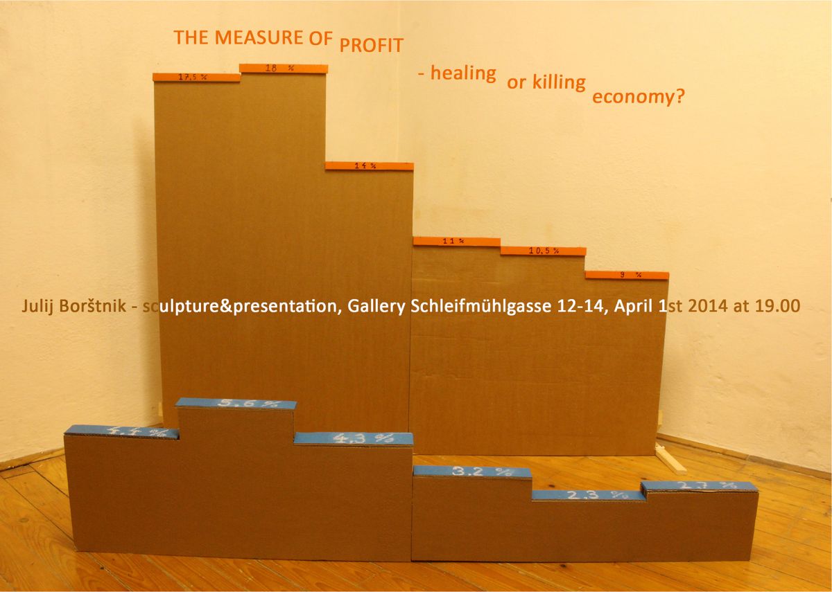 "The Measure of Profit", exhibition in Schleifmuehlgasse 12-14 Gallery, Vienna, April 2014.