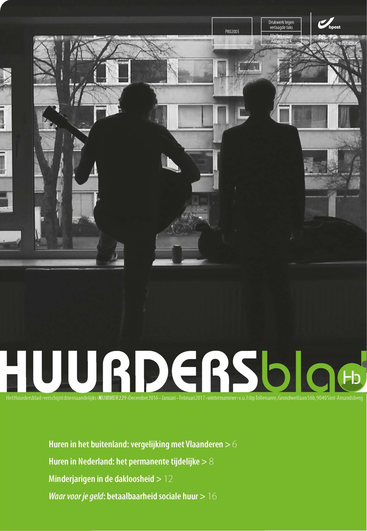 Članek v Huurdersblaad, glasilu Zveze najemnikov Belgije Huurdersbond, december 2016.
