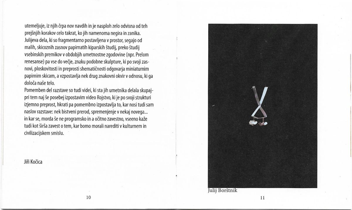 Leaflet - REBIRTH, exhibition at the Institute of Chemistry in Ljubljana, - "Being 1".