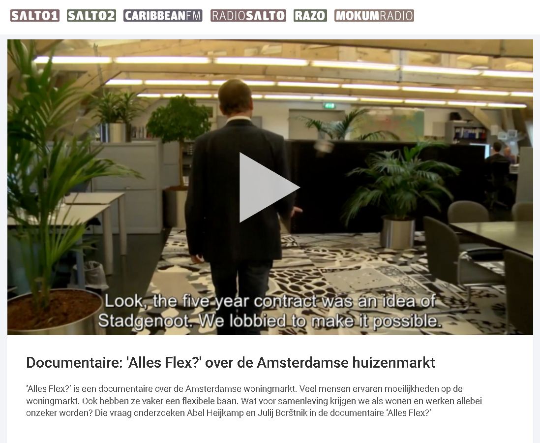 SALTO: screenings of "Alles Flex?" ("All Flex?") on Amsterdam television, May and June 2018.