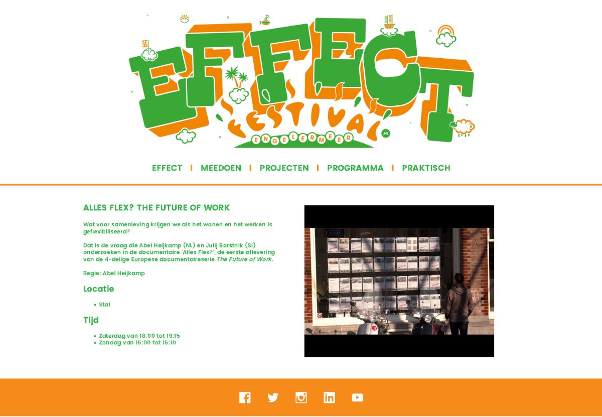 eFFect Festival: predvajanje  "All Flex?" na festivalu, den Bosch, Nizozemska, junij 2018.